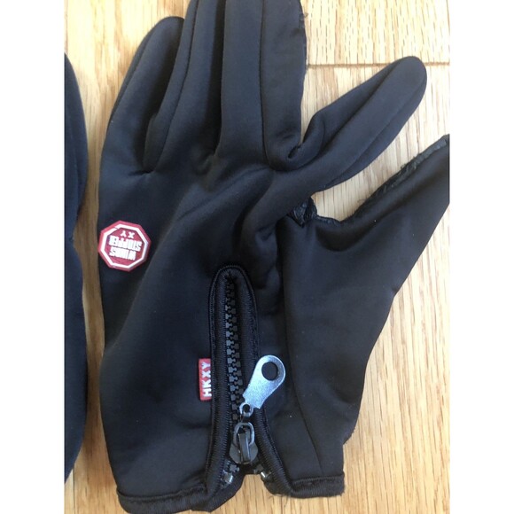 Winter Gloves with Touch Screen Pad Ski Warm Solid Black Zipper Wind Stopper M/L - Picture 3 of 6